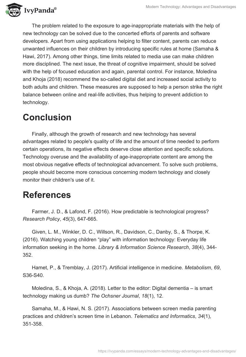 Modern Technology: Advantages and Disadvantages. Page 3