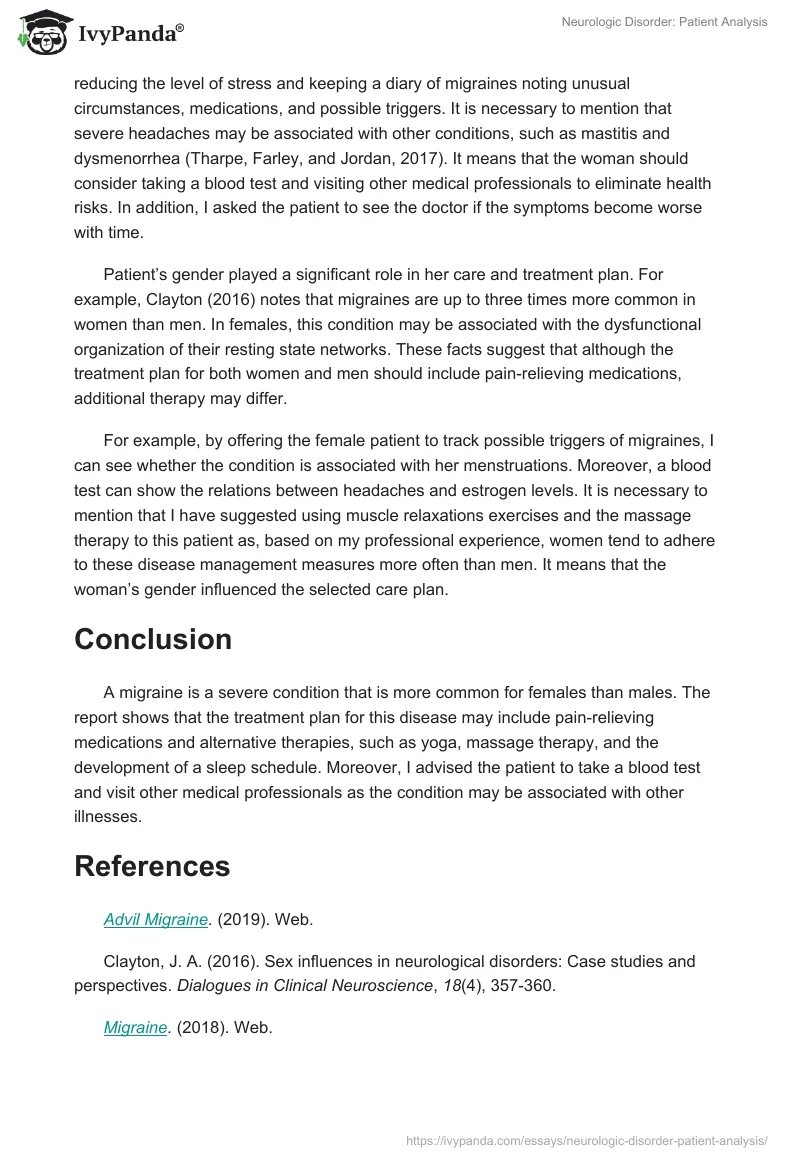 Neurologic Disorder: Patient Analysis. Page 2