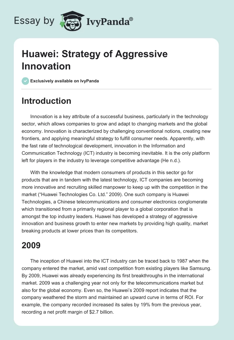 Huawei: Strategy of Aggressive Innovation. Page 1