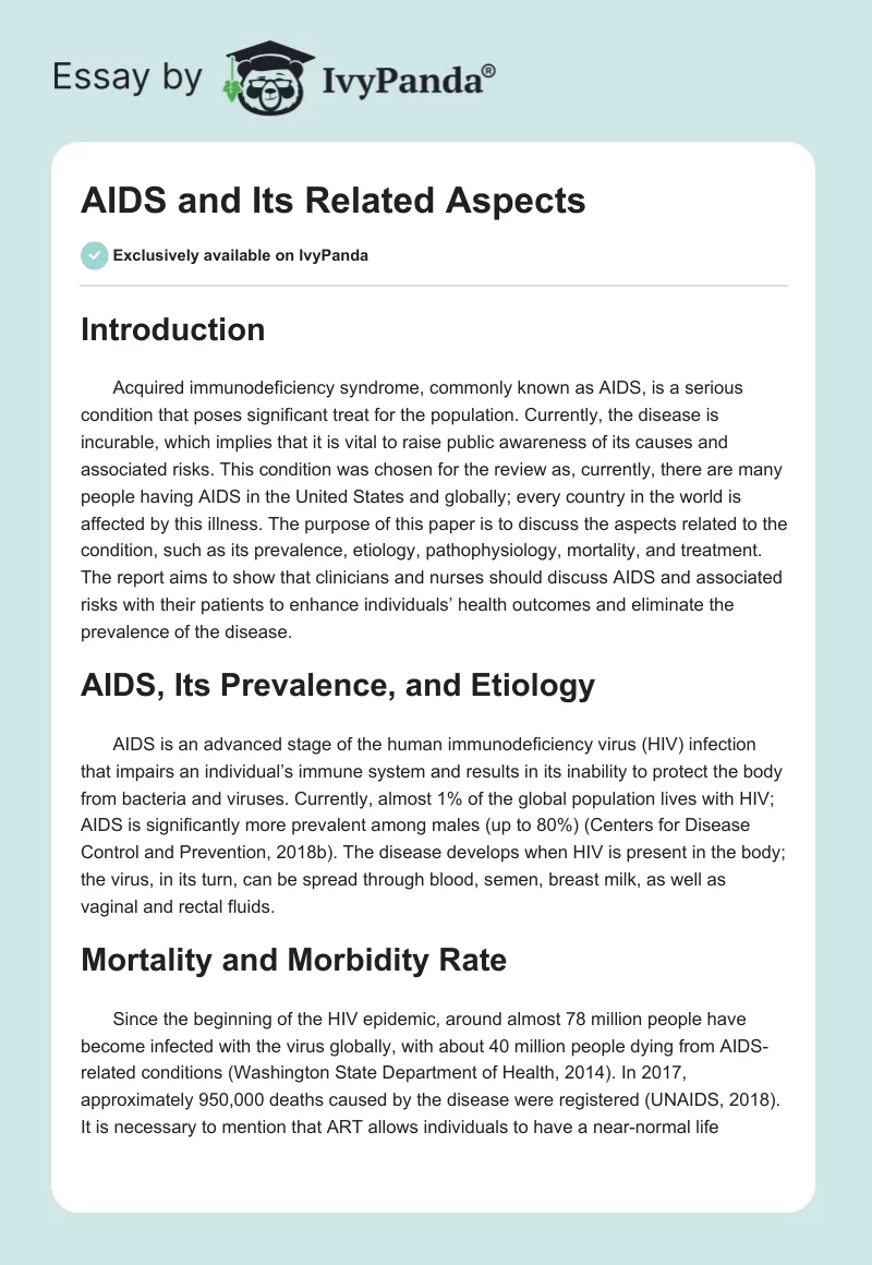 AIDS and Its Related Aspects. Page 1