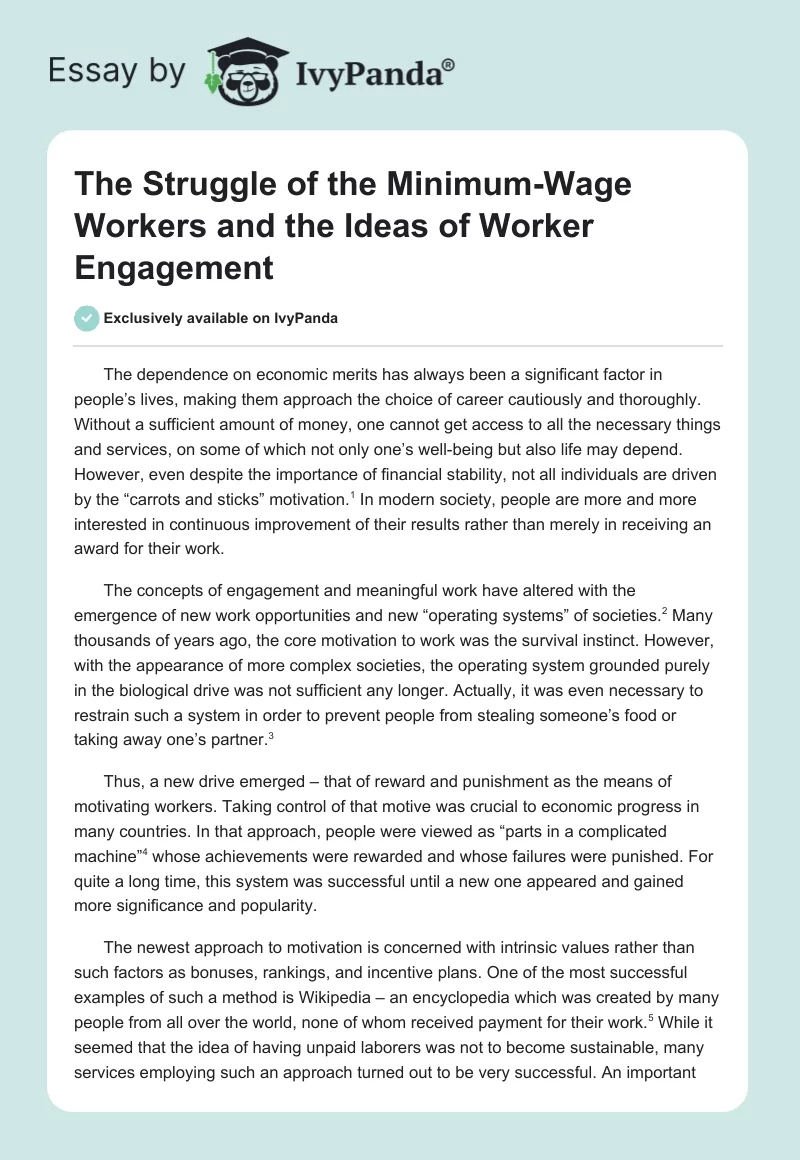 The Struggle of the Minimum-Wage Workers and the Ideas of Worker Engagement. Page 1