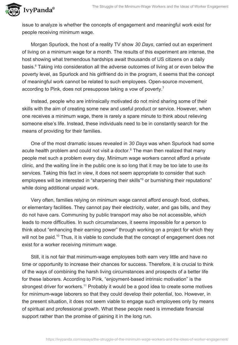 The Struggle of the Minimum-Wage Workers and the Ideas of Worker Engagement. Page 2