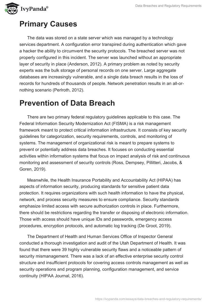 Data Breaches and Regulatory Requirements. Page 2