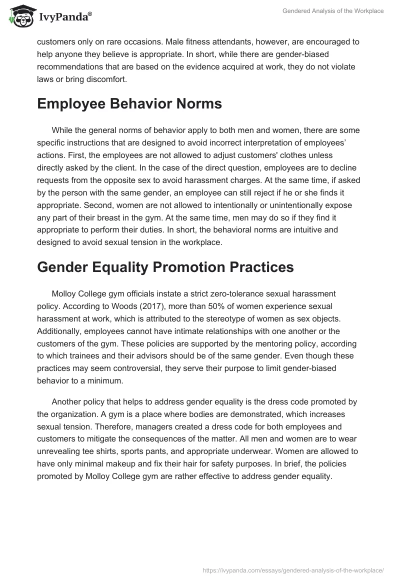 Gendered Analysis of the Workplace. Page 2