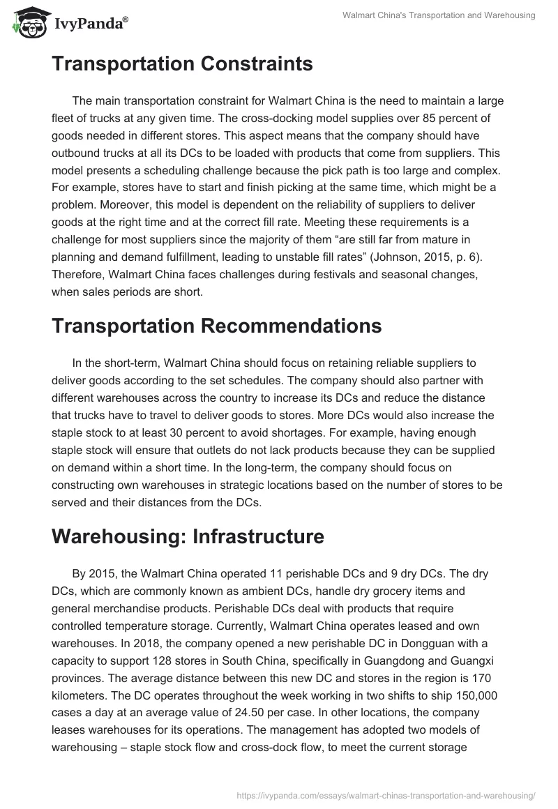 Walmart China's Transportation and Warehousing. Page 2