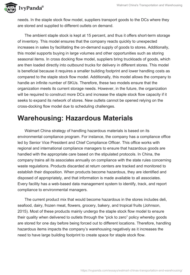 Walmart China's Transportation and Warehousing. Page 3