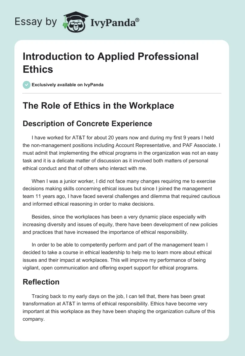 applied and professional ethics essay