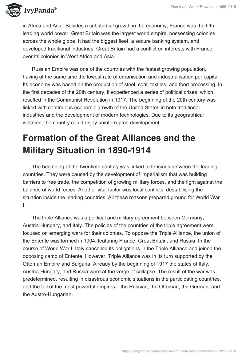 Dominant World Powers in 1885-1918. Page 2