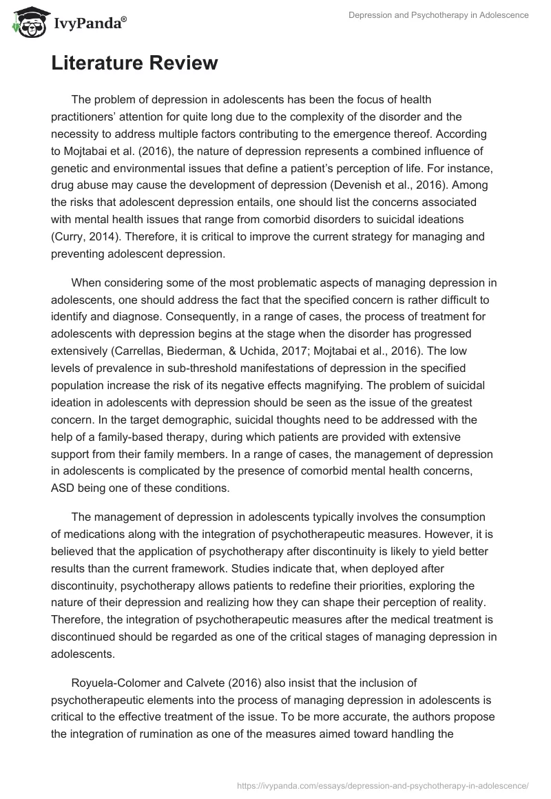 Depression and Psychotherapy in Adolescence. Page 5