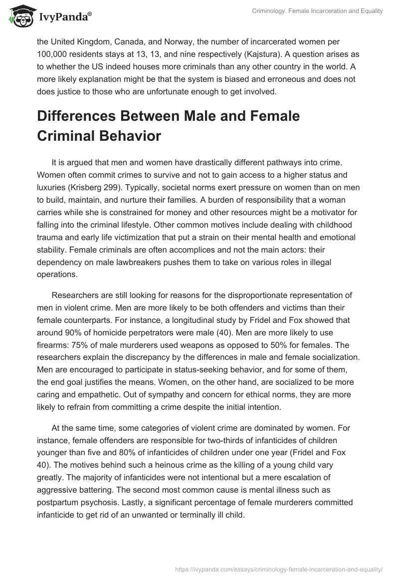 Criminology. Female Incarceration and Equality. Page 2