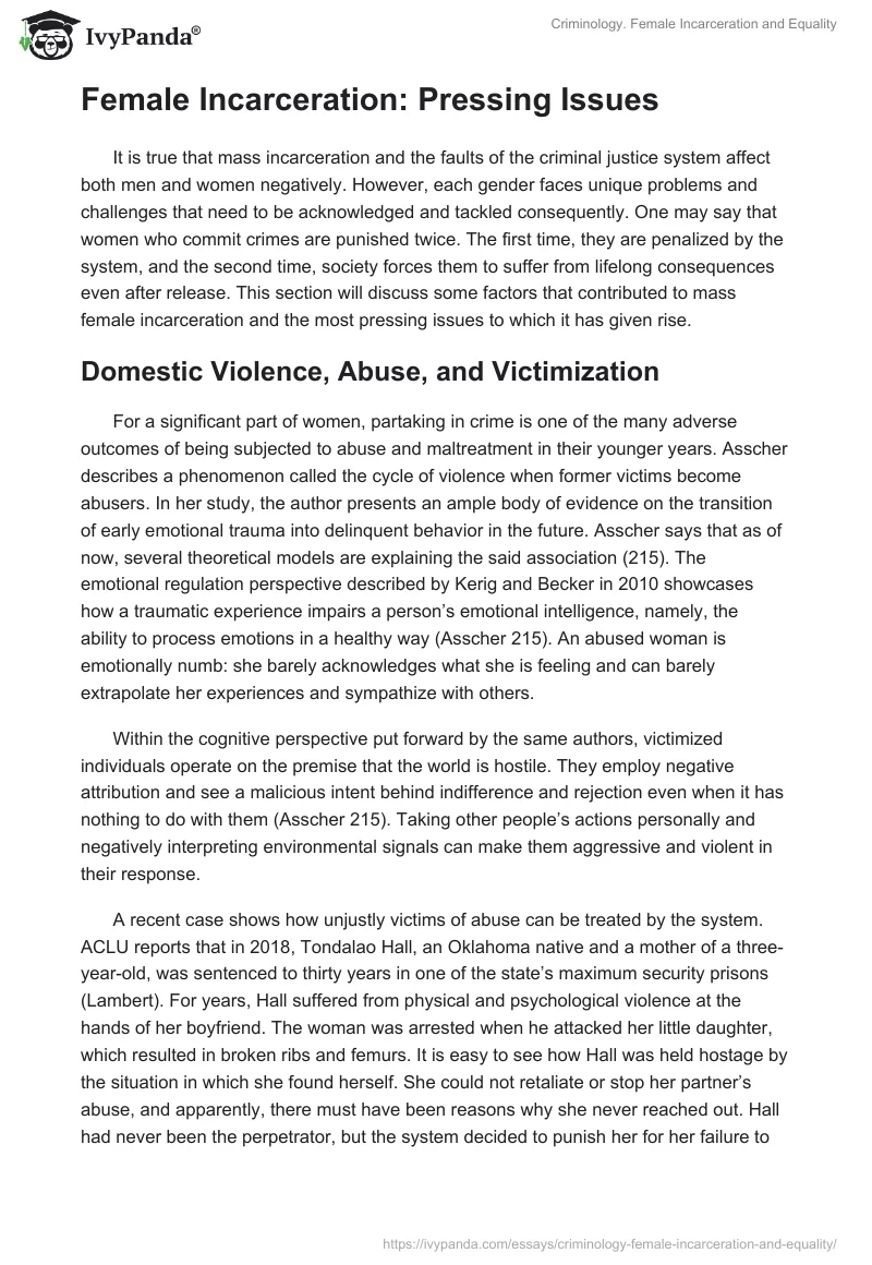 Criminology. Female Incarceration and Equality. Page 3