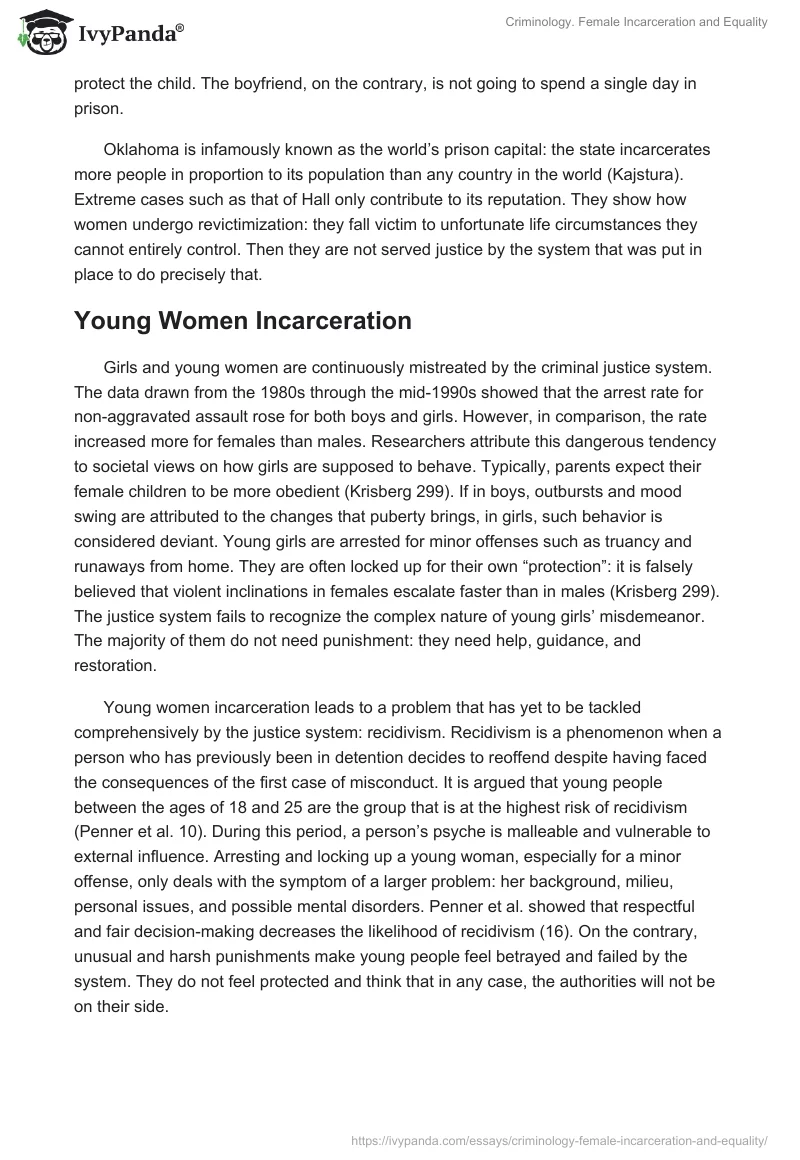 Criminology. Female Incarceration and Equality. Page 4