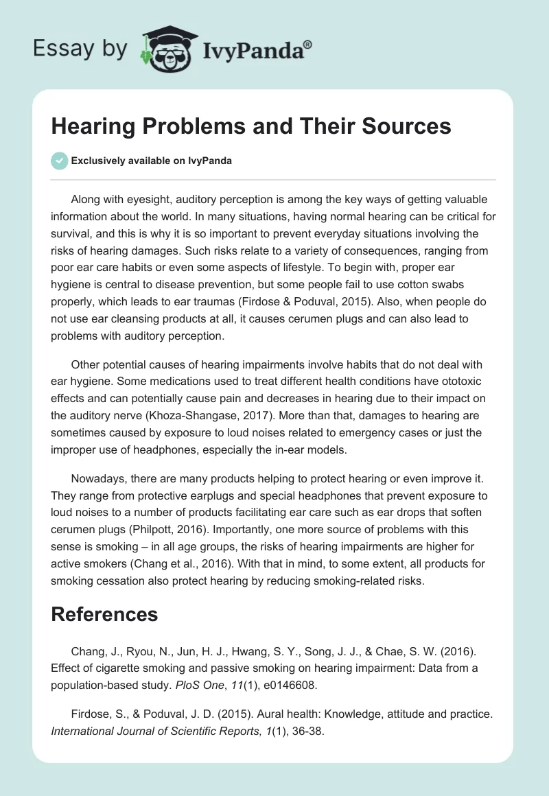 Hearing Problems and Their Sources. Page 1