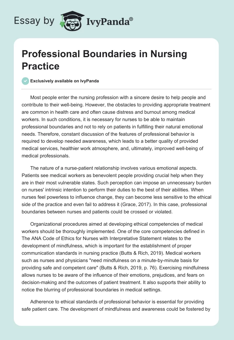 Professional Boundaries in Nursing Practice. Page 1