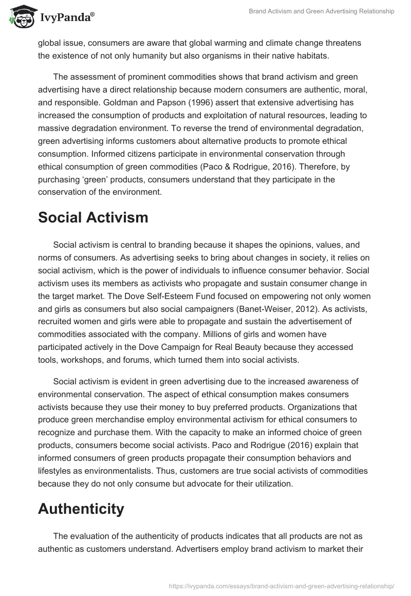 Brand Activism and Green Advertising Relationship. Page 3