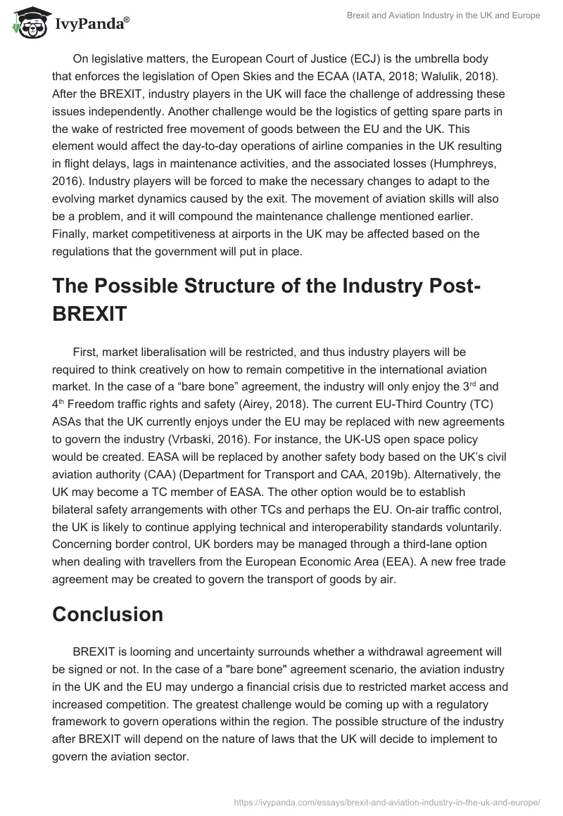 Brexit and Aviation Industry in the UK and Europe. Page 3