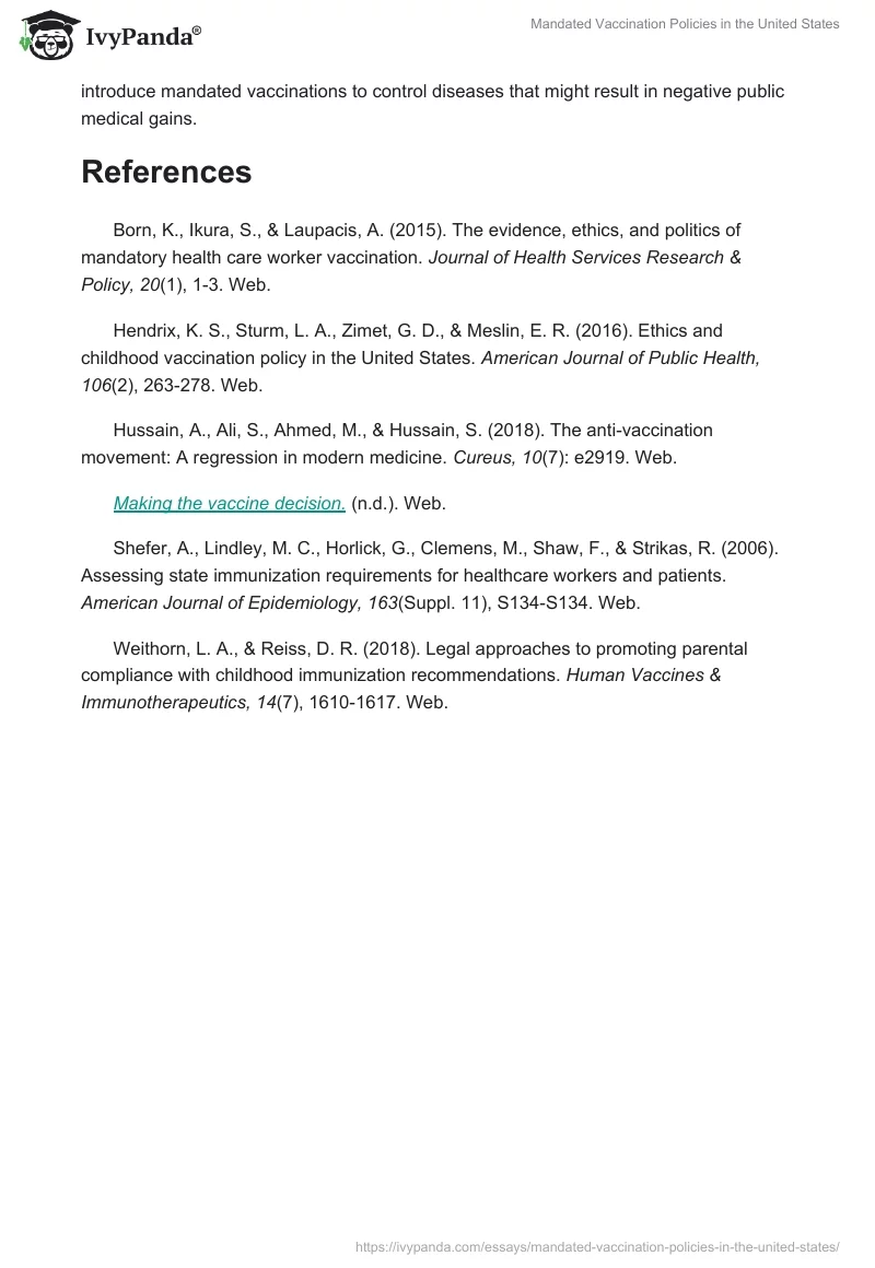 Mandated Vaccination Policies in the United States. Page 4