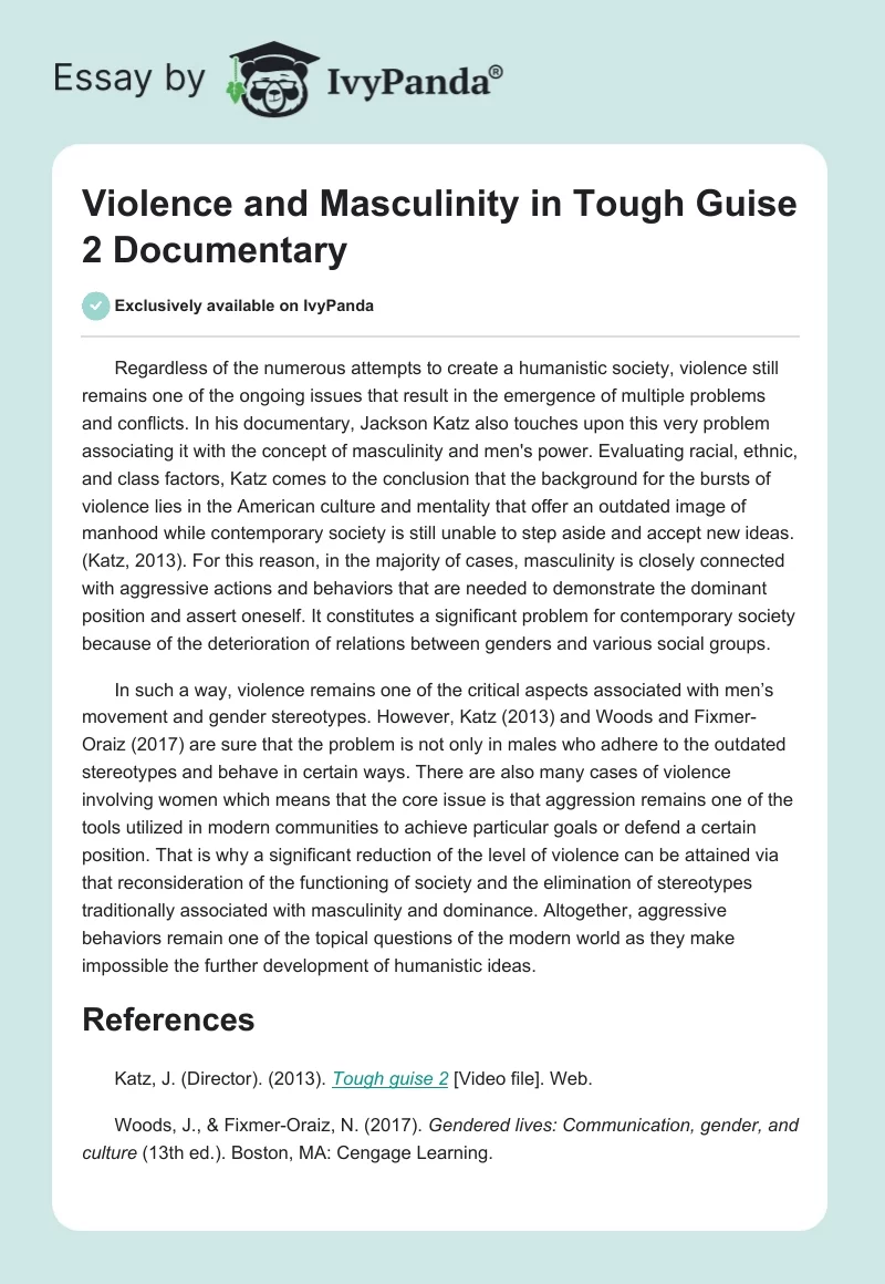 Violence and Masculinity in "Tough Guise 2" Documentary. Page 1