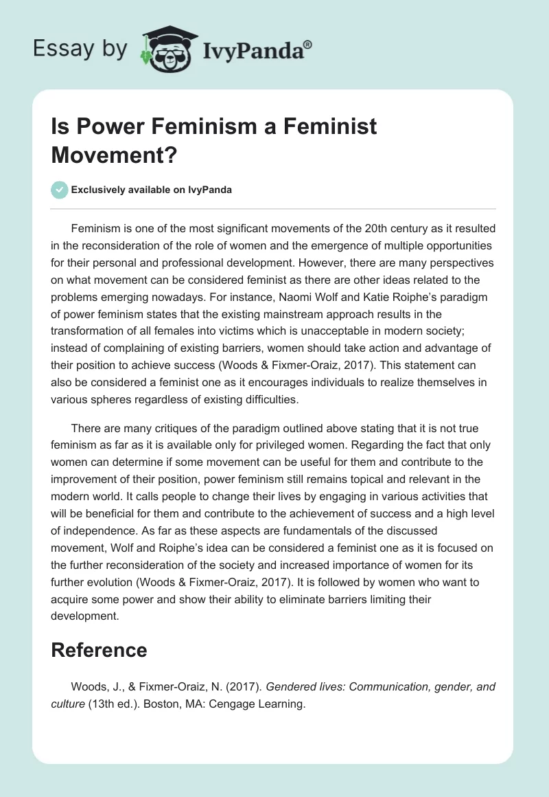 Is Power Feminism a Feminist Movement?. Page 1