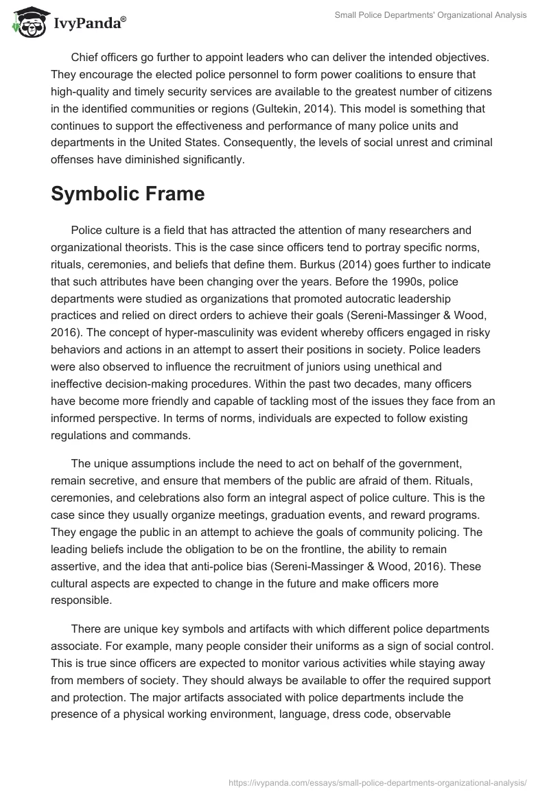 Small Police Departments' Organizational Analysis. Page 5