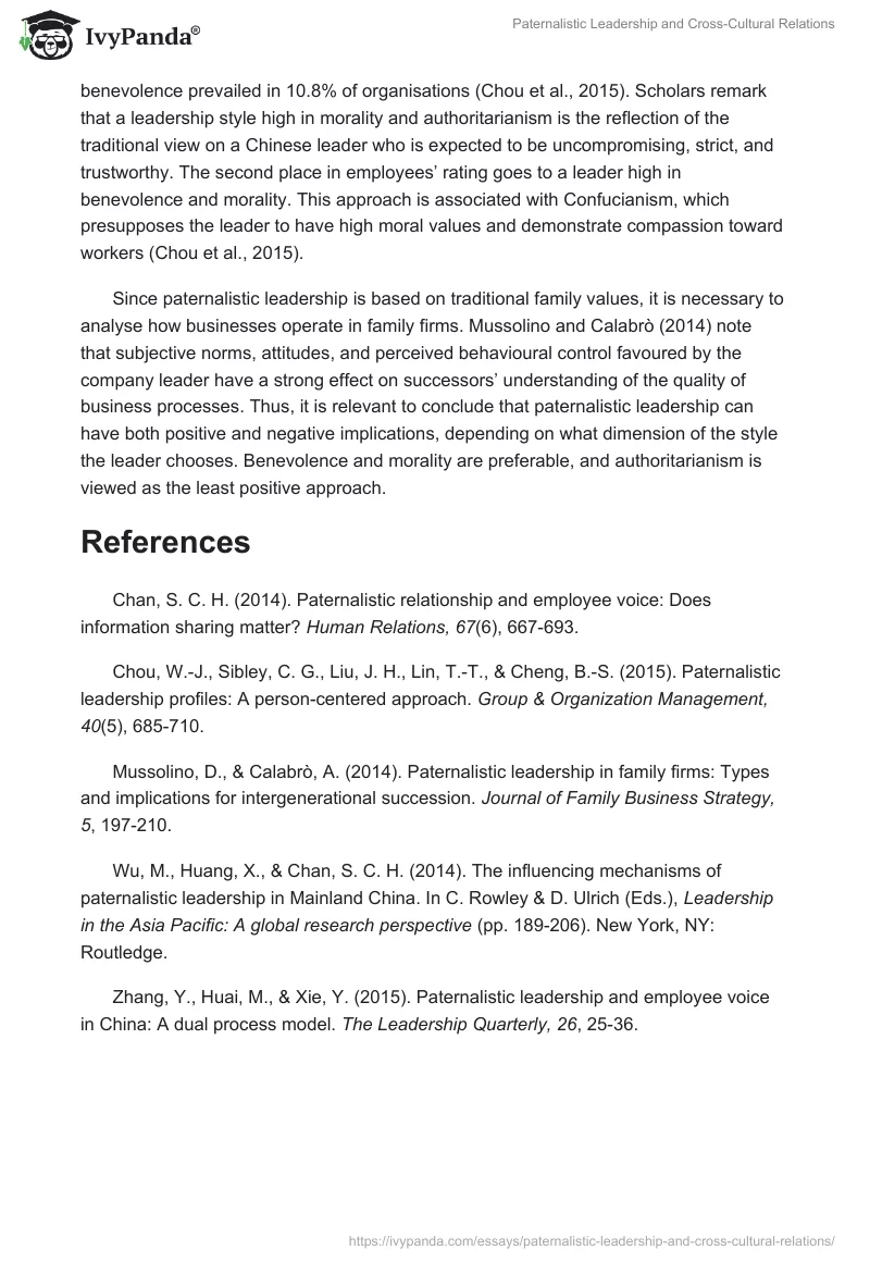 Paternalistic Leadership and Cross-Cultural Relations. Page 2