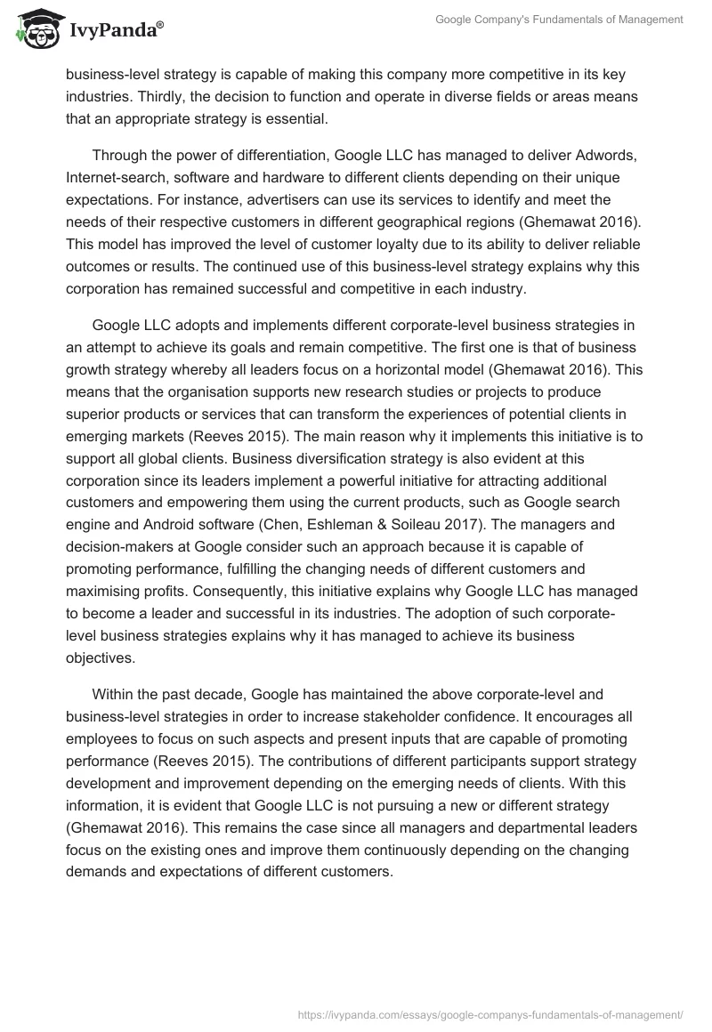 Google Company's Fundamentals of Management. Page 2