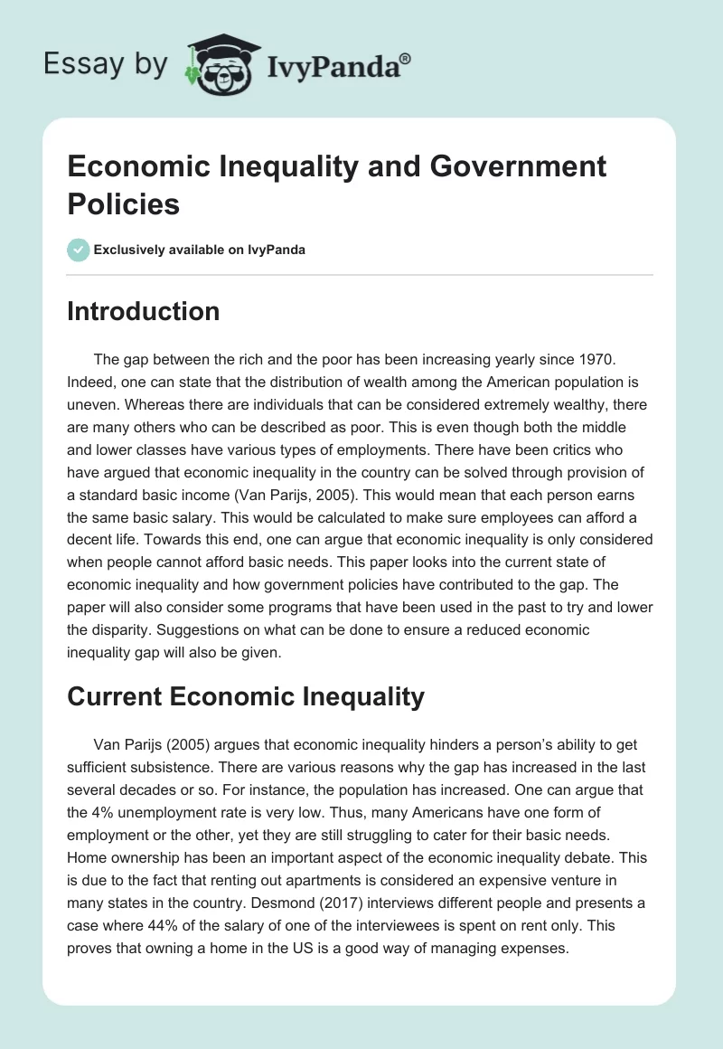 Economic Inequality and Government Policies. Page 1