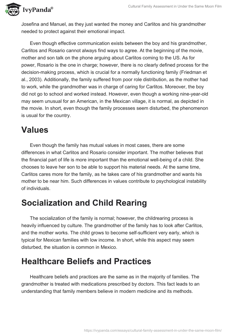 Cultural Family Assessment in "Under the Same Moon" Film. Page 2