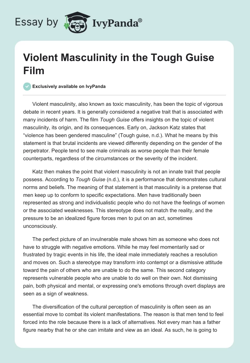 Violent Masculinity in the "Tough Guise" Film. Page 1