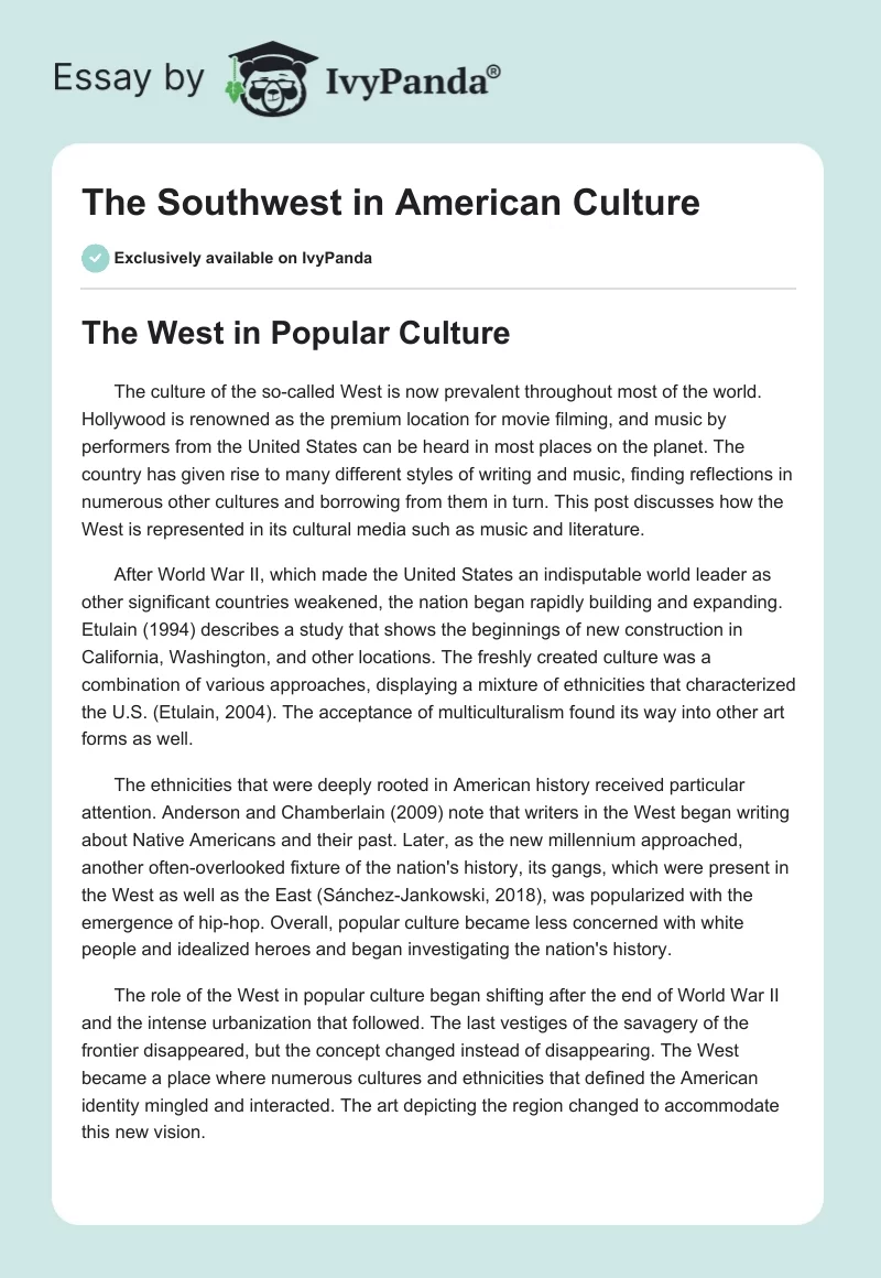 The Southwest in American Culture. Page 1