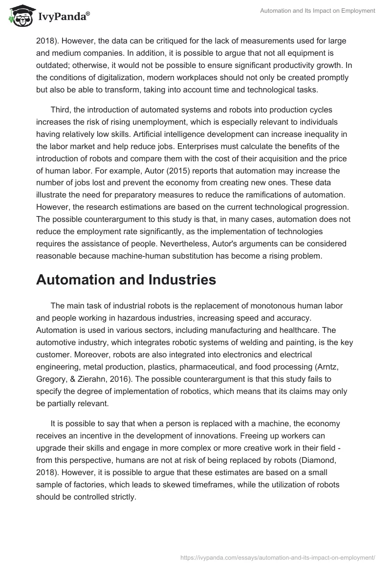 Automation and Its Impact on Employment. Page 3