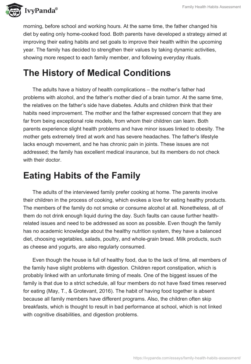 Family Health Habits Assessment. Page 2
