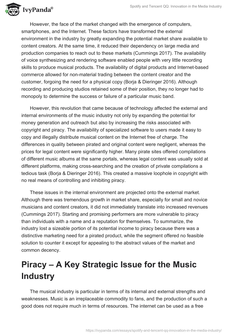 Spotify and Tencent QQ: Innovation in the Media Industry. Page 2