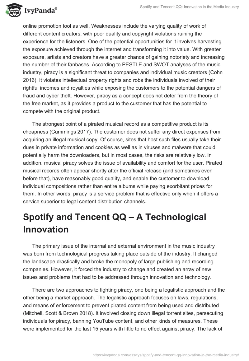 Spotify and Tencent QQ: Innovation in the Media Industry. Page 3