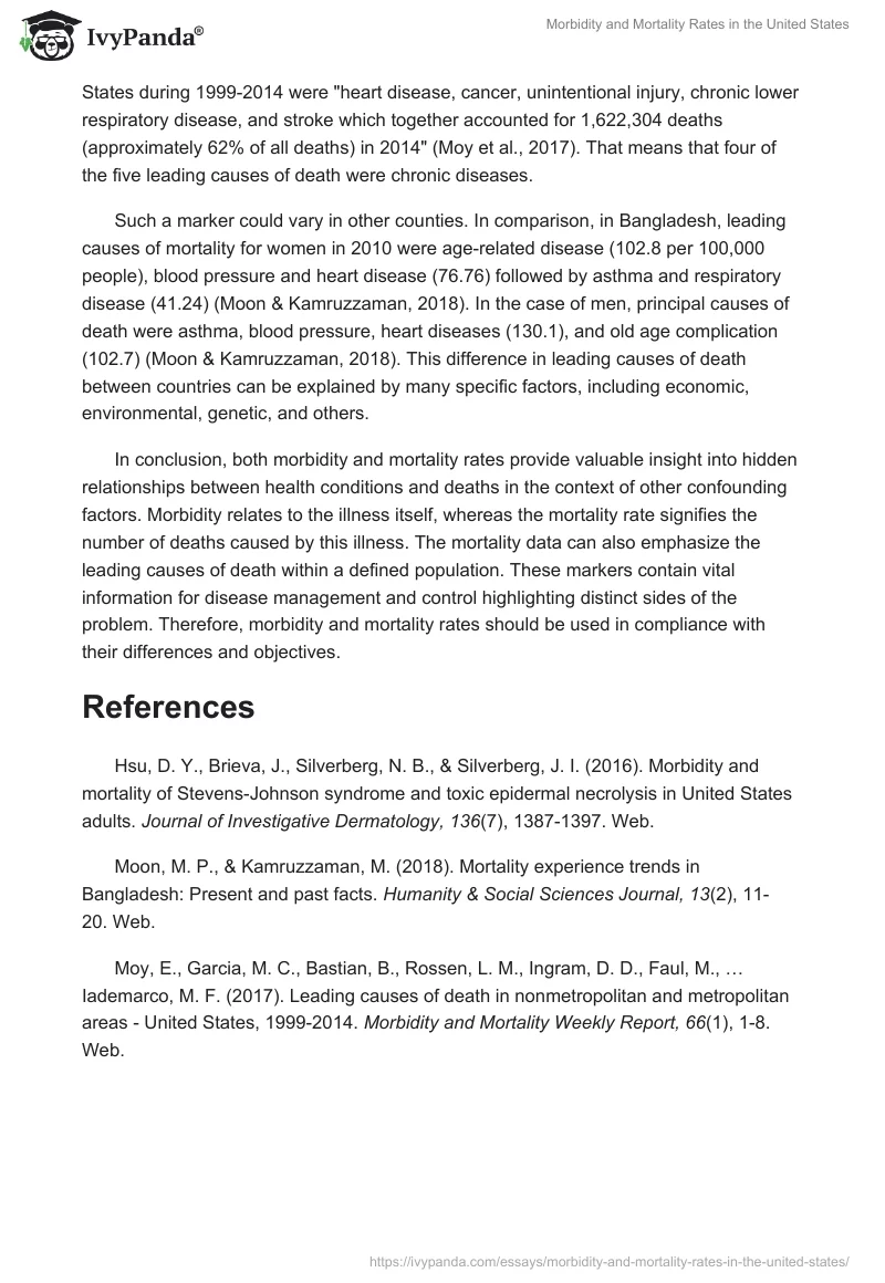 Morbidity and Mortality Rates in the United States. Page 2