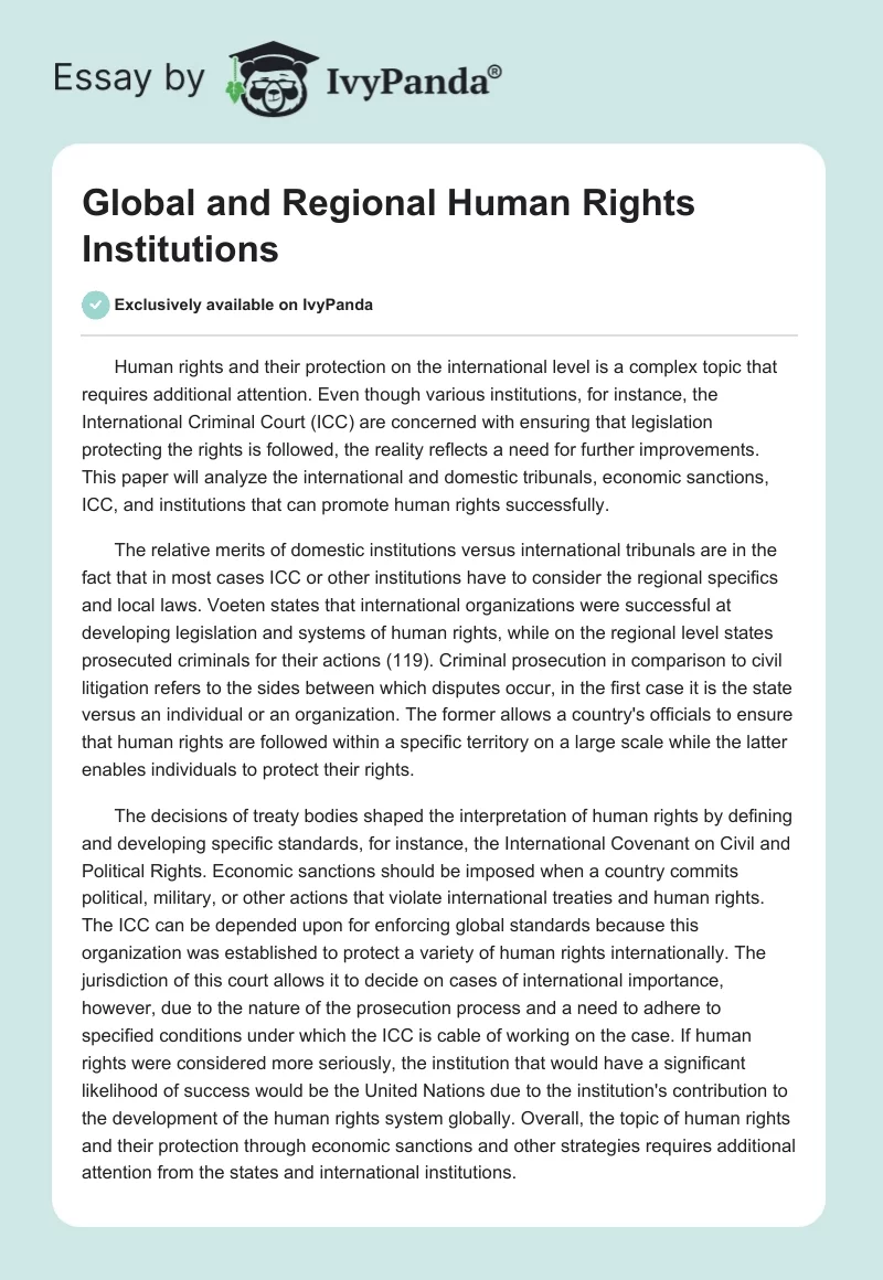 Global and Regional Human Rights Institutions. Page 1