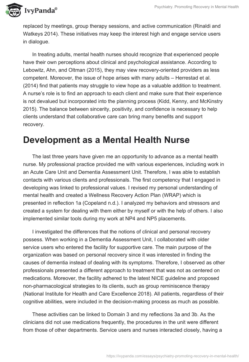 Psychiatry. Promoting Recovery in Mental Health. Page 5