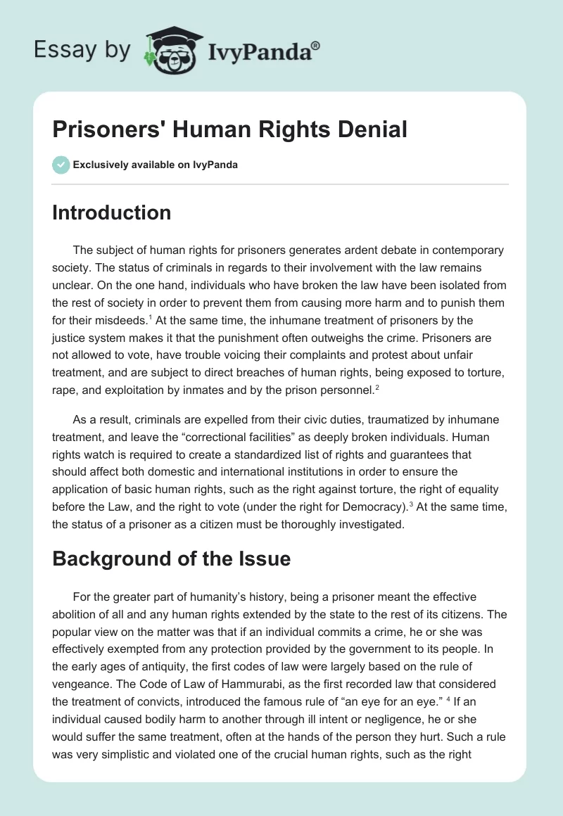 Prisoners' Human Rights Denial. Page 1