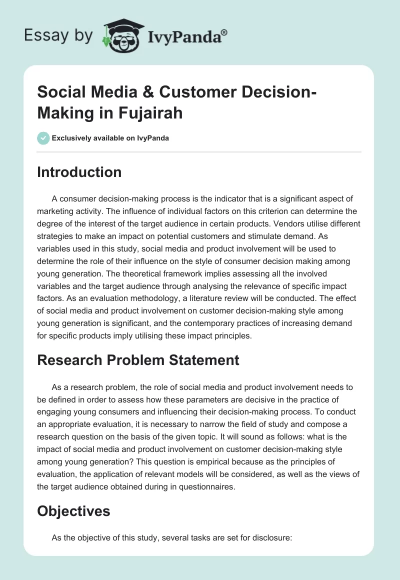 Social Media & Customer Decision-Making in Fujairah. Page 1