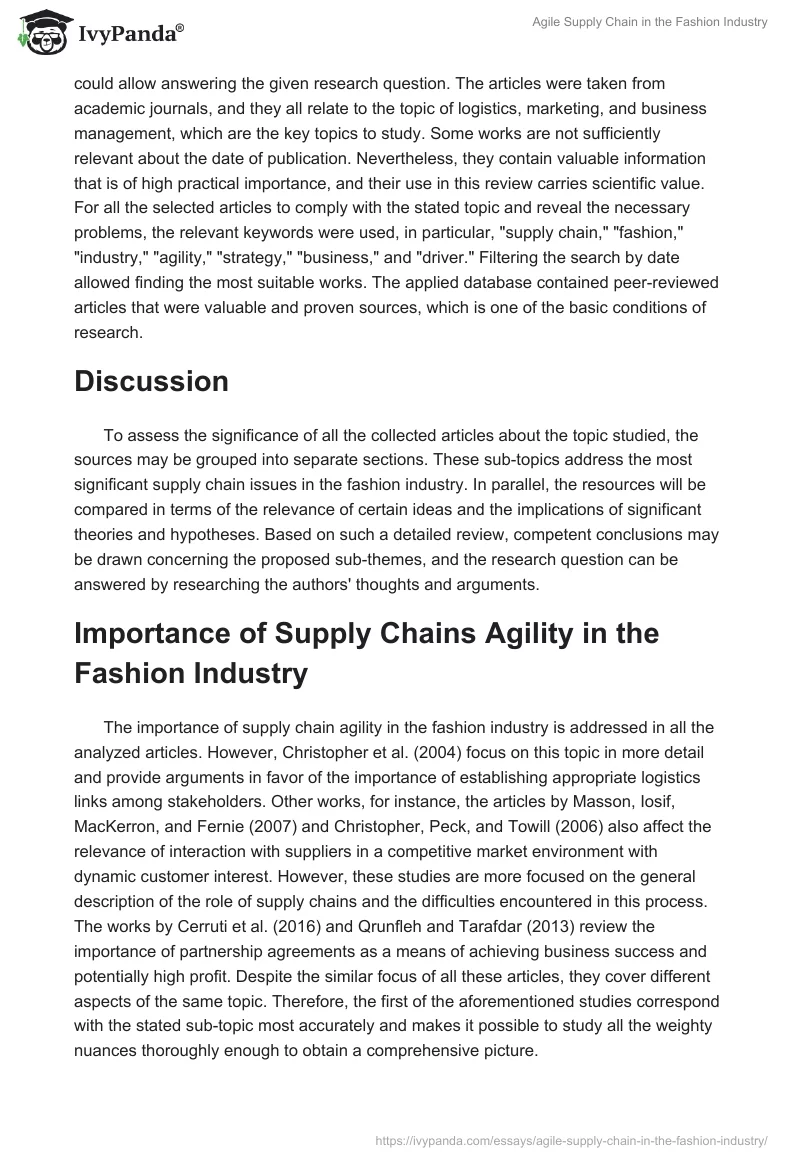 Agile Supply Chain in the Fashion Industry. Page 3