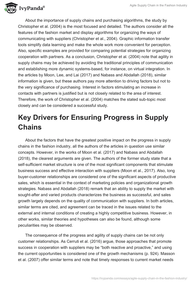 Agile Supply Chain in the Fashion Industry. Page 4