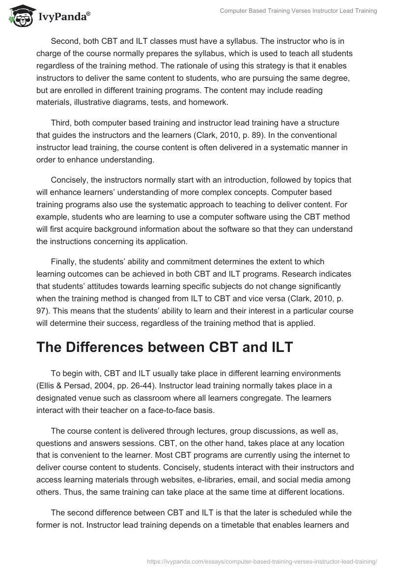 Computer Based Training Verses Instructor Lead Training. Page 2
