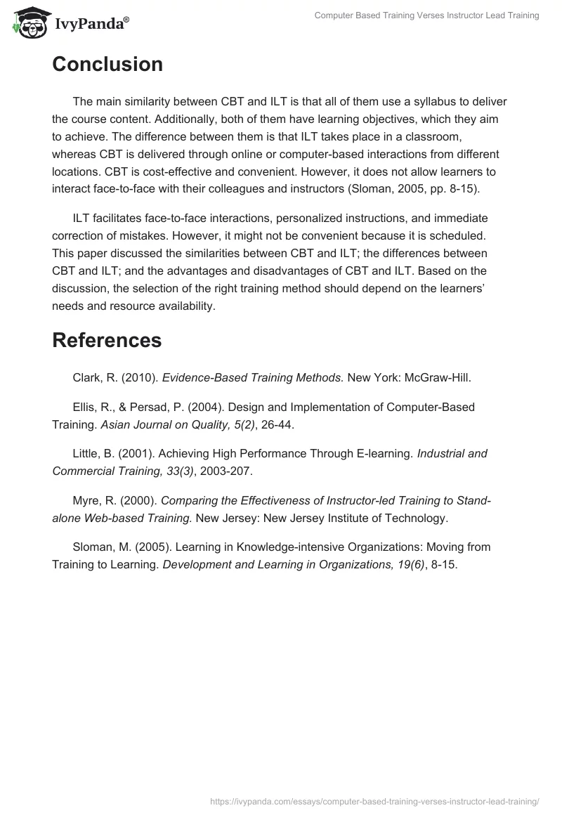 Computer Based Training Verses Instructor Lead Training. Page 5