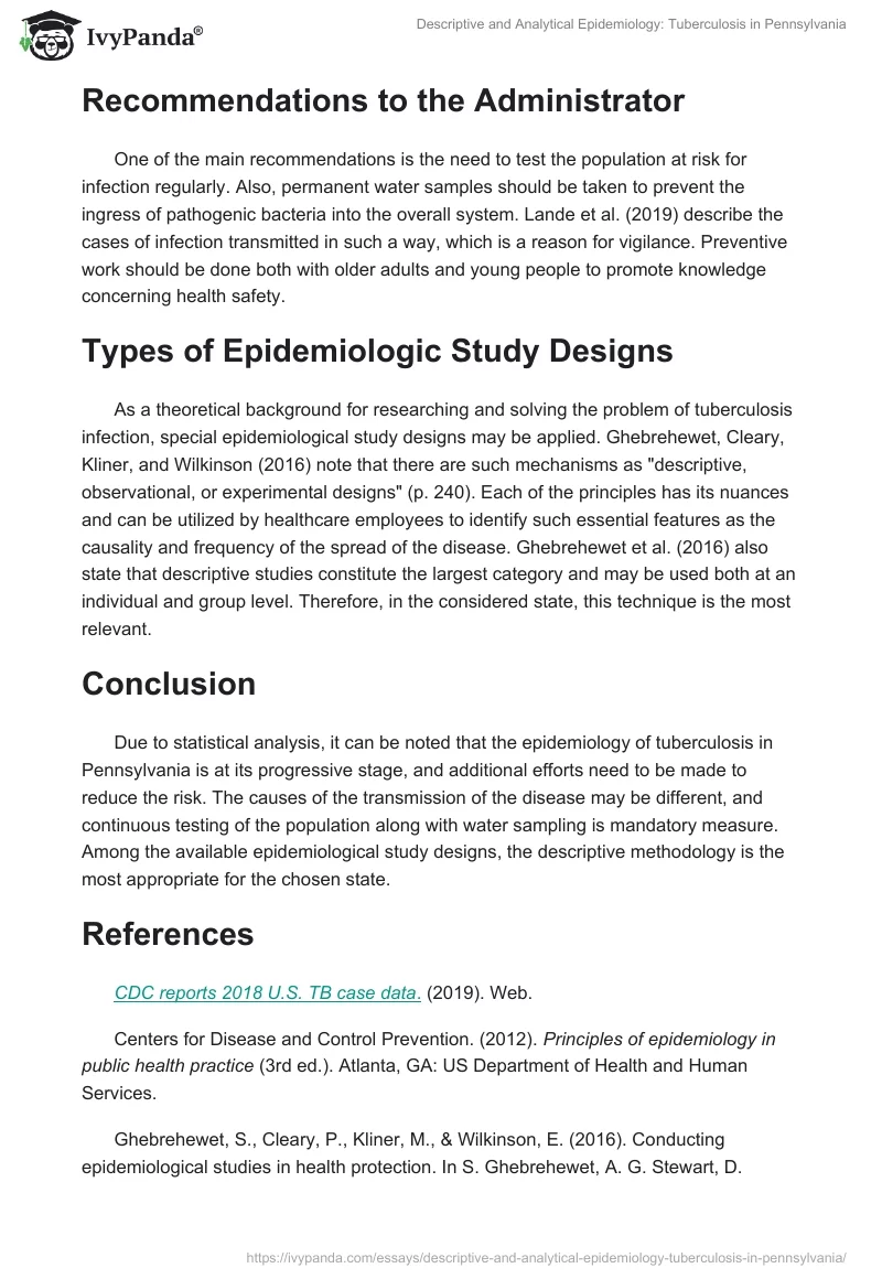 Descriptive and Analytical Epidemiology: Tuberculosis in Pennsylvania. Page 2