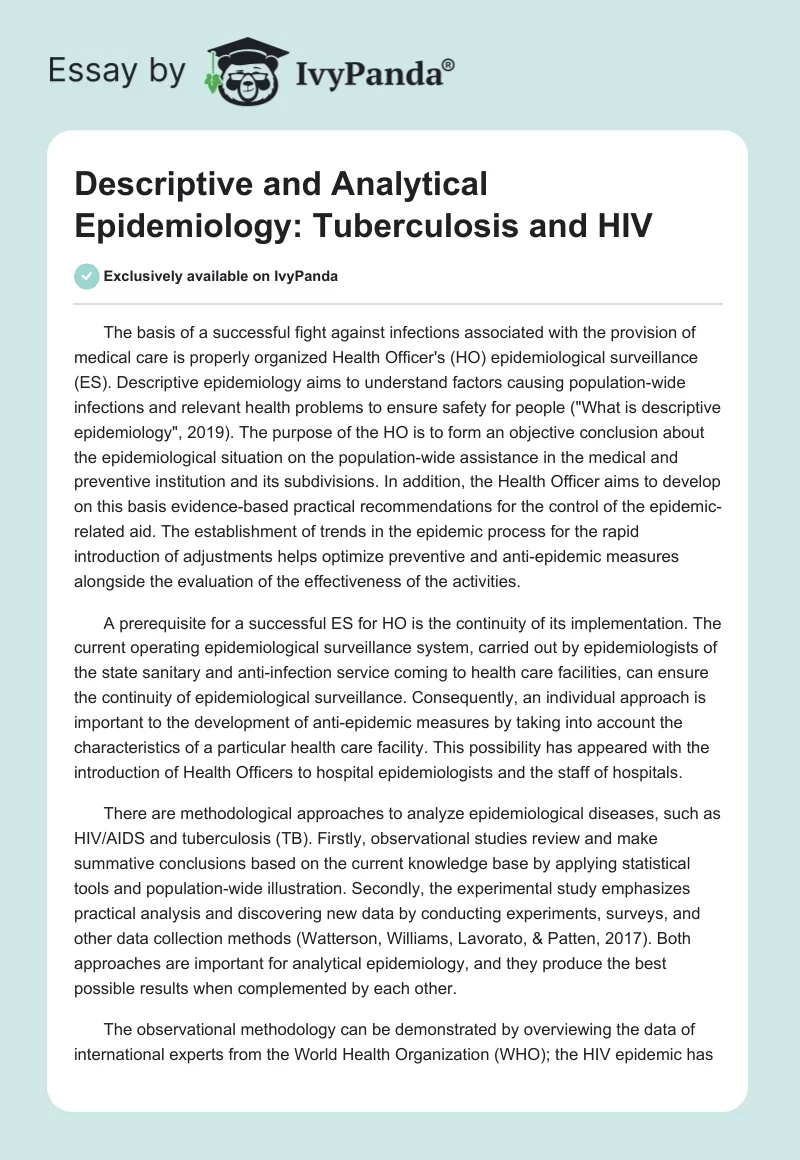 Descriptive and Analytical Epidemiology: Tuberculosis and HIV. Page 1
