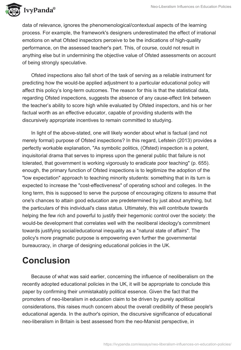 Neo-Liberalism Influences on Education Policies. Page 5