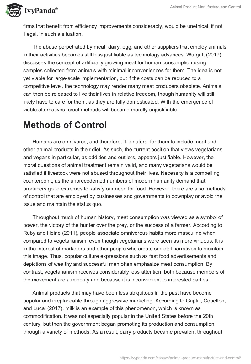 Animal Product Manufacture and Control. Page 2