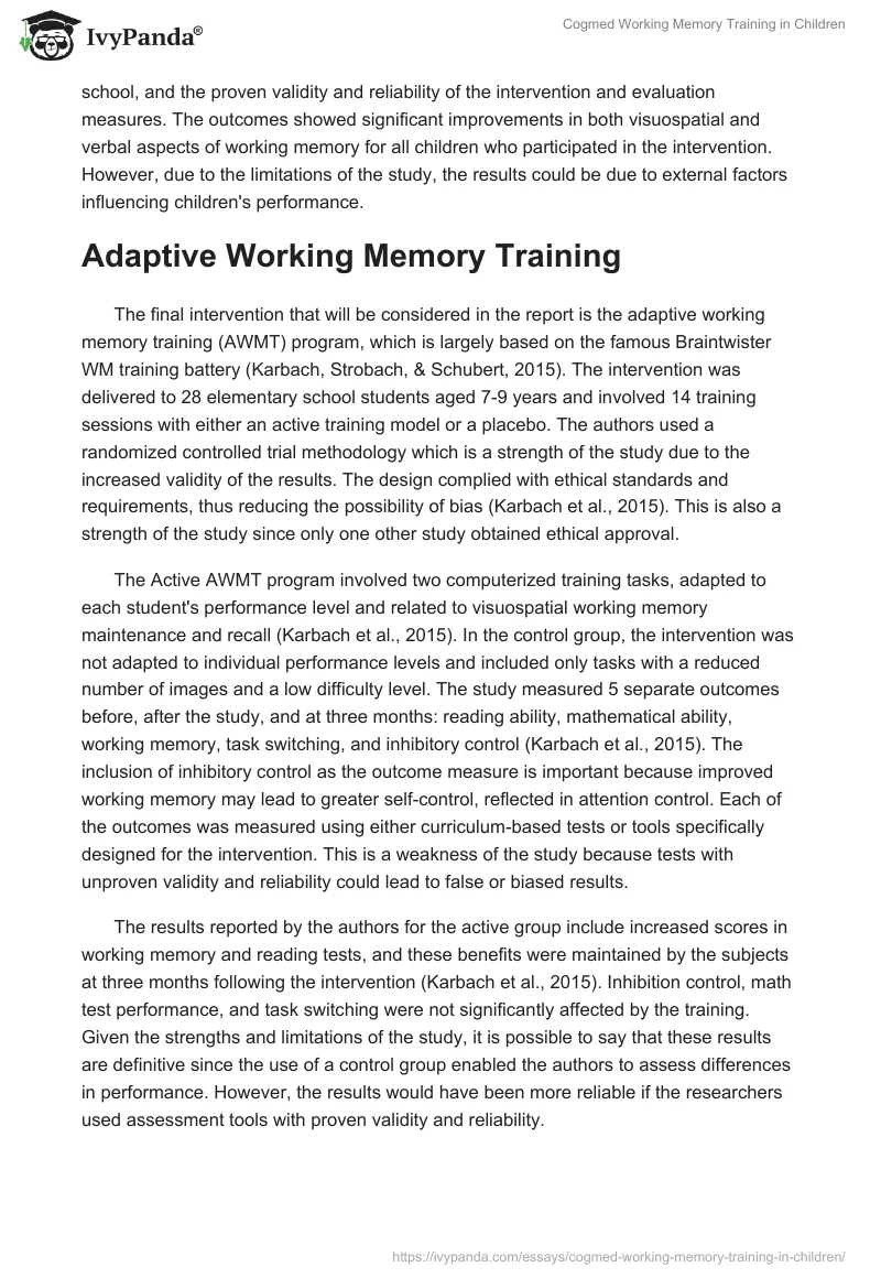 Cogmed Working Memory Training in Children. Page 4