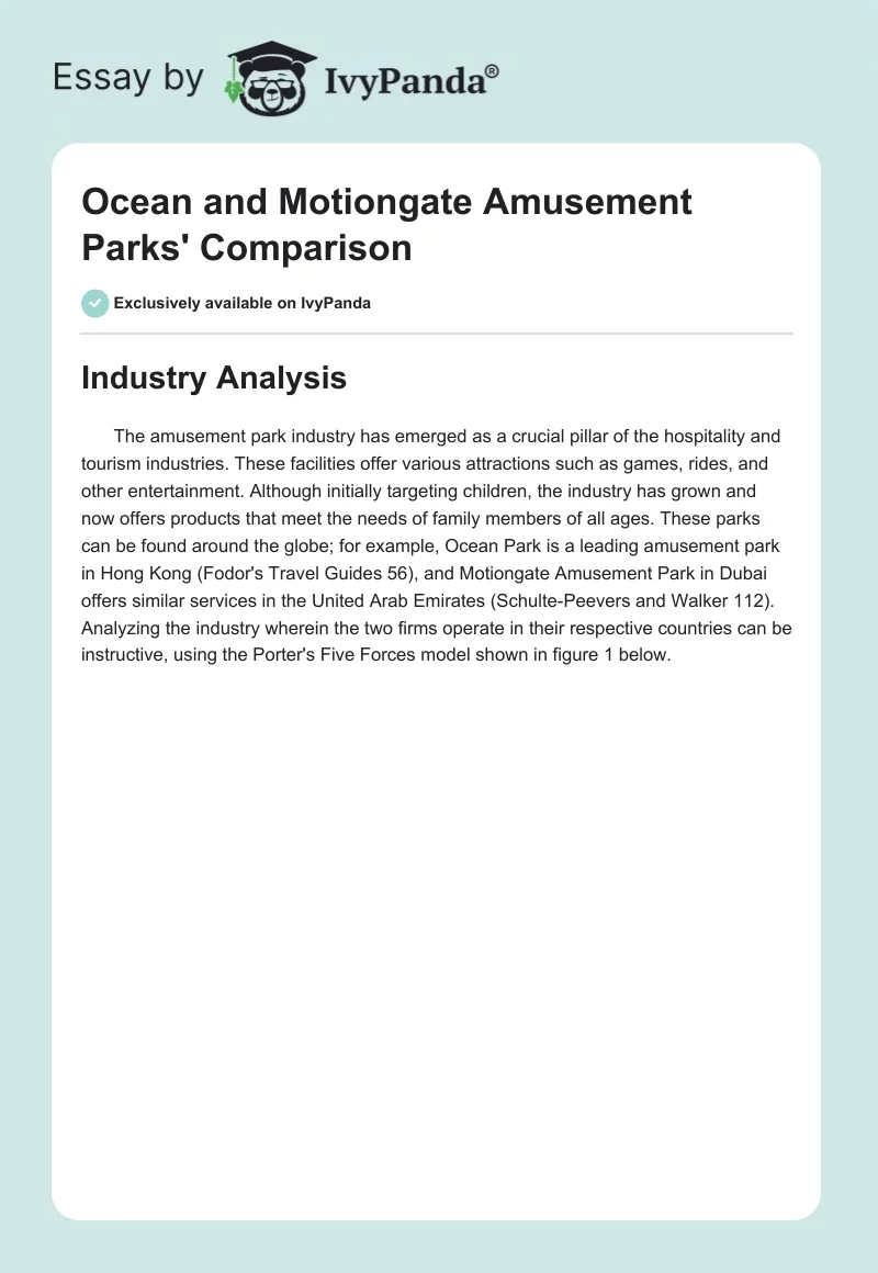 Ocean and Motiongate Amusement Parks' Comparison. Page 1