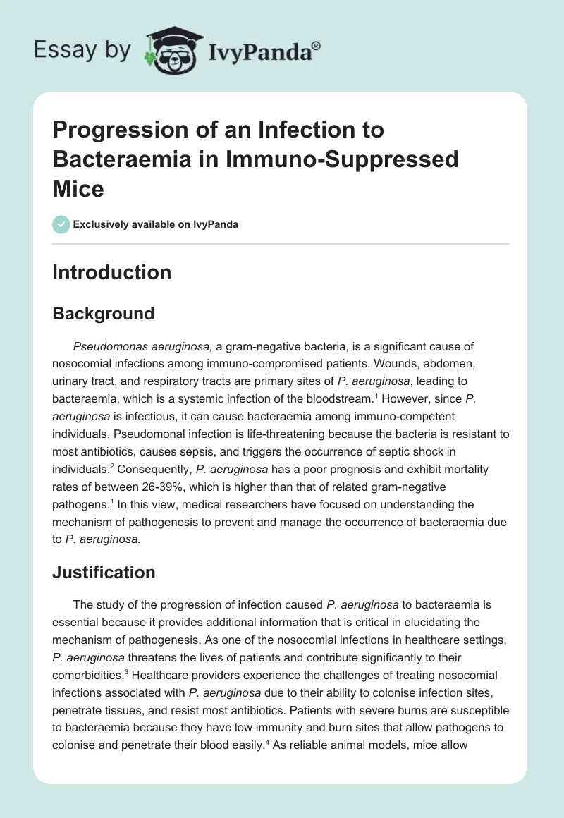 Progression of an Infection to Bacteraemia in Immuno-Suppressed Mice. Page 1